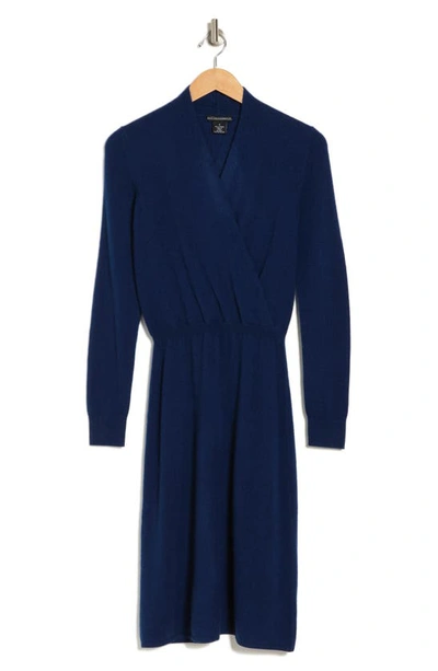 Shop Sofia Cashmere Long Sleeve Cashmere Sweater Dress In Navy
