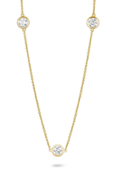 Shop Lightbox 14k Gold Lab Grown Diamond Bezel Station Necklace In White/ 14y