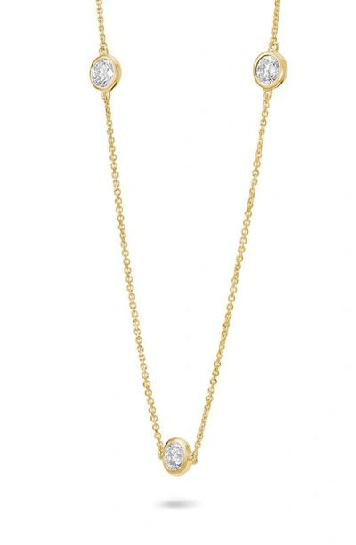 Shop Lightbox 14k Gold Lab Grown Diamond Bezel Station Necklace In White/ 14y