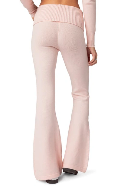 Edikted Women's Desiree Knitted Low Rise Fold Over Pants In Light-pink