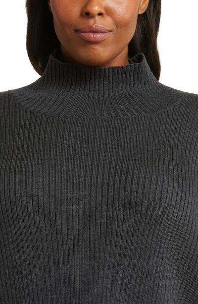 Shop Eileen Fisher Turtleneck Merino Wool Sweater In Charcoal