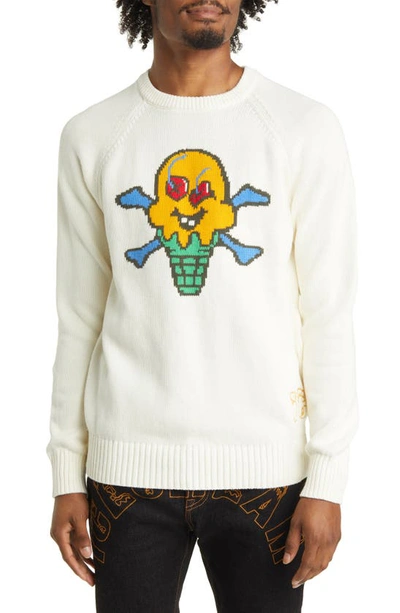 Shop Icecream Cones 'n Bones Intarsia Sweater In Whisper White