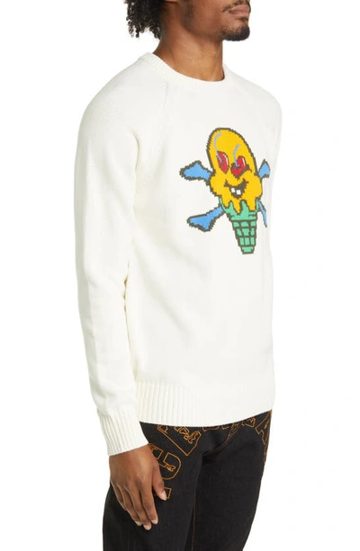 Shop Icecream Cones 'n Bones Intarsia Sweater In Whisper White
