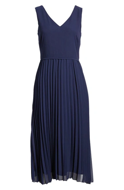 Sam Edelman Pleated Skirt Sleeveless Dress In Navy