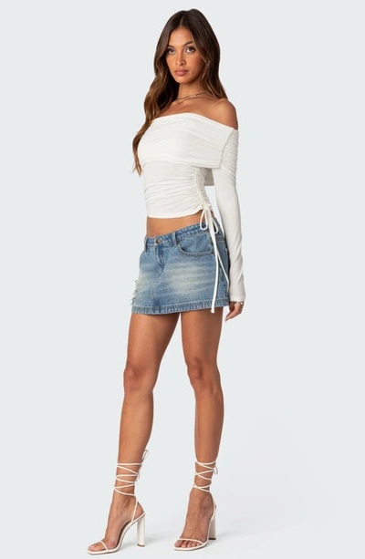 Edikted Women's Gathered Fold Over Drawstring Top In White
