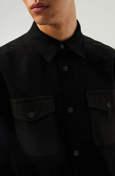 Shop Alphatauri Nylon Pocket Woven Overshirt In Black