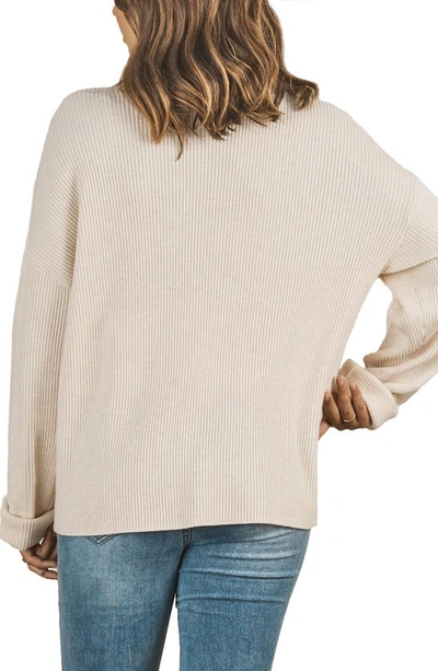 Angel Maternity Turtleneck Rib Maternity Sweater In Cream
