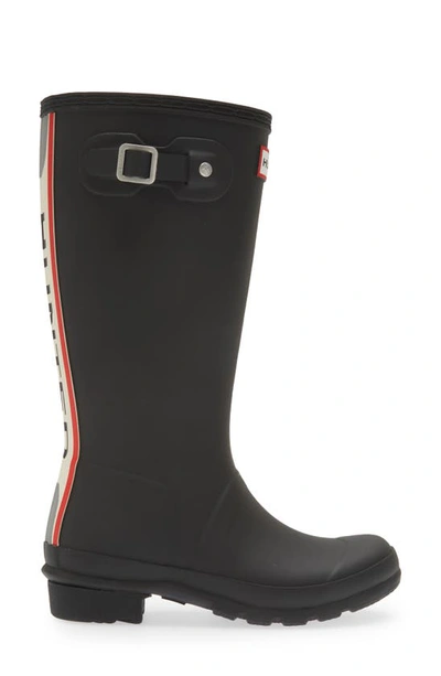 Shop Hunter Kids' Original Back Stripe Rain Boot In Black