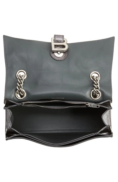 Shop Balenciaga Small Crush Crushed Metallic Leather Shoulder Bag In Steel Grey