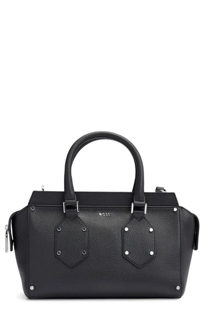 Shop Hugo Boss Boss Small Ivy Leather Shoulder Bag In Black