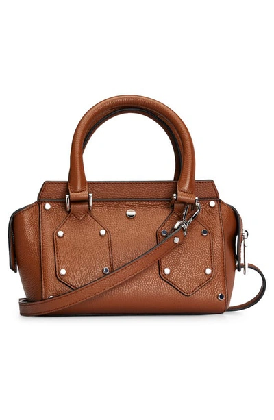 Shop Hugo Boss Small Ivy Leather Shoulder Bag In Medium Brown