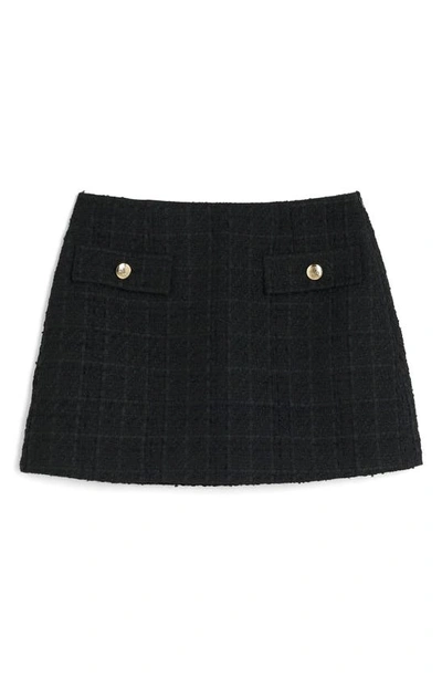 Shop River Island Bouclé A-line Miniskirt In Black