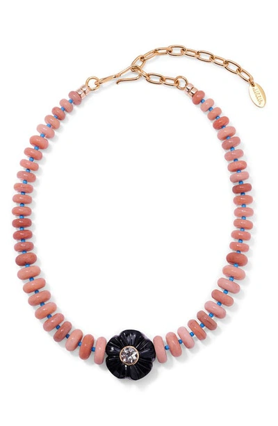 Shop Lizzie Fortunato Peach Blossom Beaded Necklace In Pink Multi