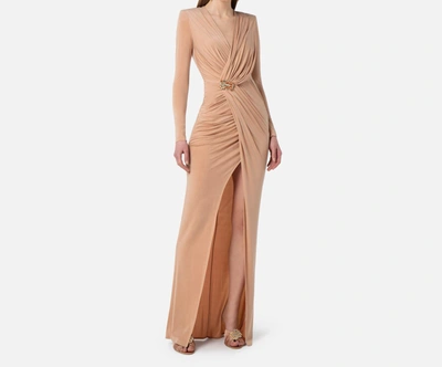 Shop Elisabetta Franchi Dress In Nude &amp; Neutrals