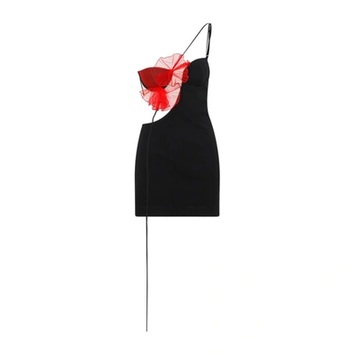Shop Nensi Dojaka Exploding Flower Mini Dress In Black