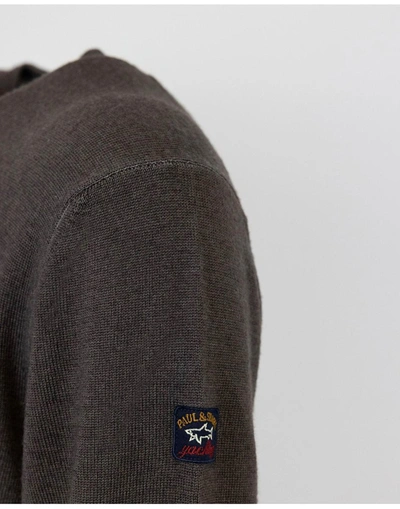 Paul & Shark Crewneck In Extrafine Merino Wool In Brown