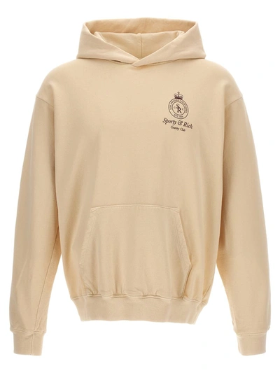 Shop Sporty And Rich Sporty & Rich Printed Hoodie In Beige