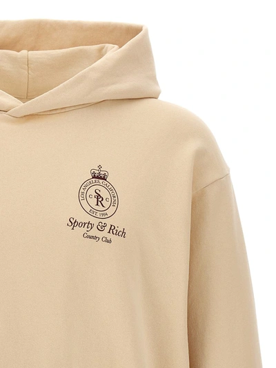 Shop Sporty And Rich Sporty & Rich Printed Hoodie In Beige