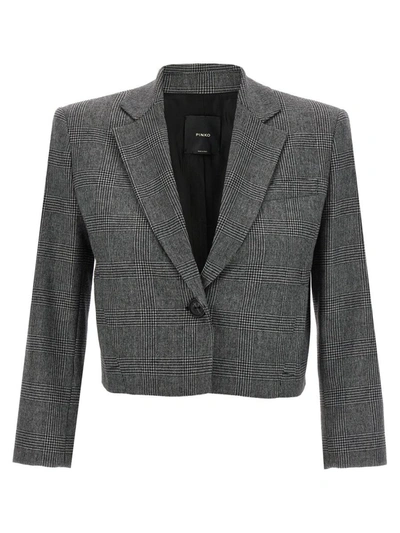 Shop Pinko 'godzilla' Cropped Jacket In Gray