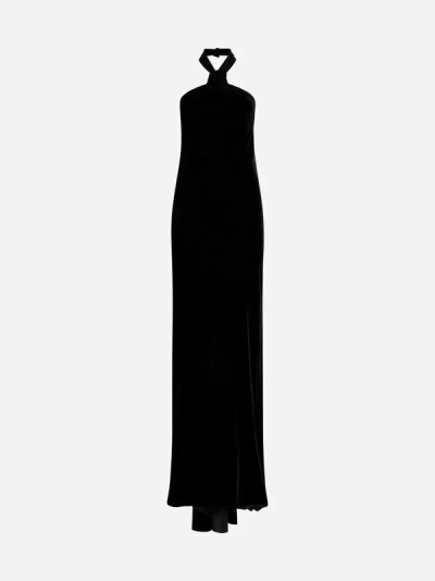 Shop Ann Demeulemeester Ingerborg Velvet Long Dress In Black