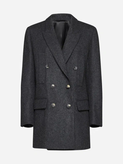 Shop Isabel Marant Floyd Double-breasted Wool Coat In Grey