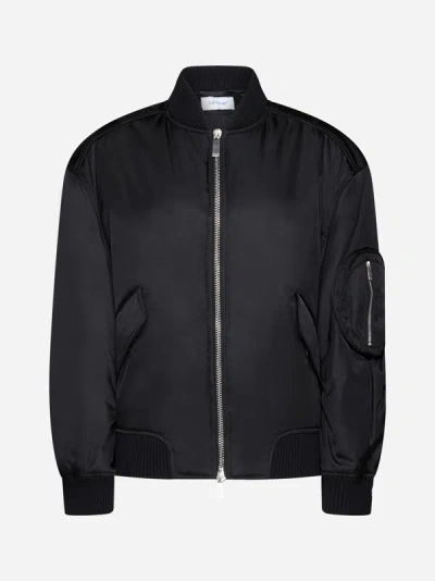 Off-white Off White Oversized Nylon Bomber Jacket In Black