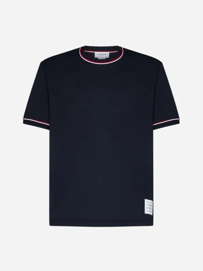 Shop Thom Browne Cotton T-shirt In Navy