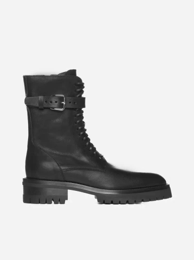 Shop Ann Demeulemeester Cisse Leather Combat Boots In Black