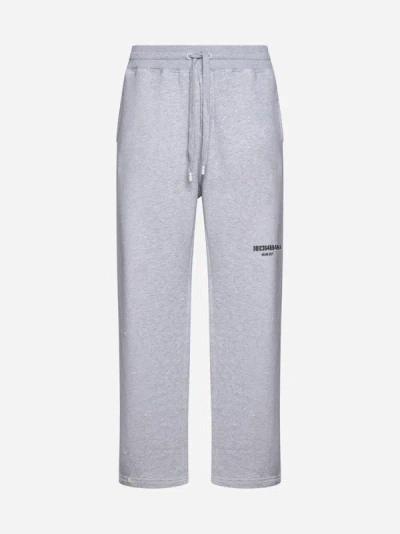 Shop Dolce & Gabbana Cotton Track Pants In Grey Melange