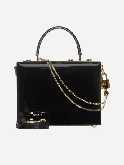 Shop Dolce & Gabbana Dolce Box Patent Leather Hand Bag In Black