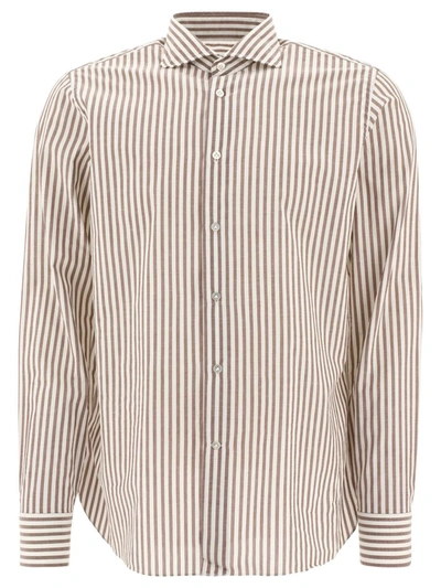 Shop Borriello Striped Shirt In Brown