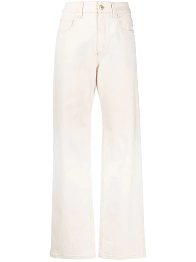 Shop Brunello Cucinelli High-waisted Straight Jeans In Nude &amp; Neutrals