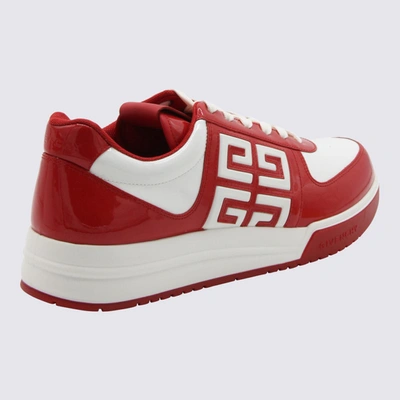 Shop Givenchy White And Red Leather G4 Sneakers In White-red