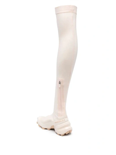 Shop Mm6 X Salomon Chunky Over The Knee Boots In Nude &amp; Neutrals