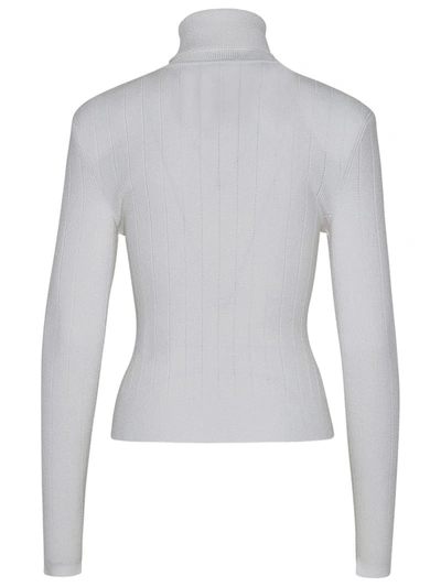 Shop Balmain White Knit Turtleneck Sweater
