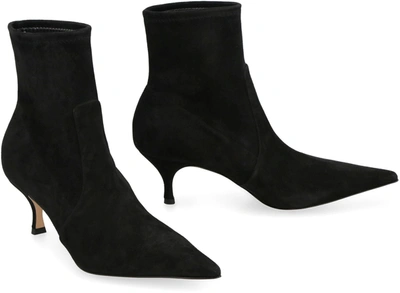 Shop Casadei Suede Ankle Boots In Black