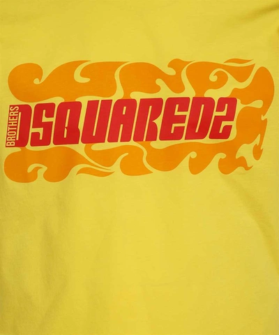Shop Dsquared2 Cotton Crew-neck T-shirt In Mustard