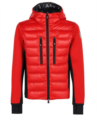 Shop Moncler Grenoble Hooded Cardigan In Red