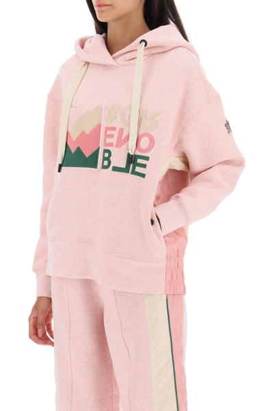 Shop Moncler Grenoble Hoodie With Logo Embroidery In Pink
