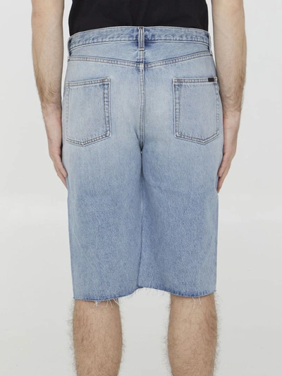 Shop Saint Laurent Light-blue Denim Bermuda Shorts