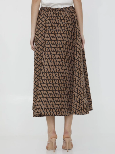 Shop Valentino Toile Iconographe Skirt In Brown