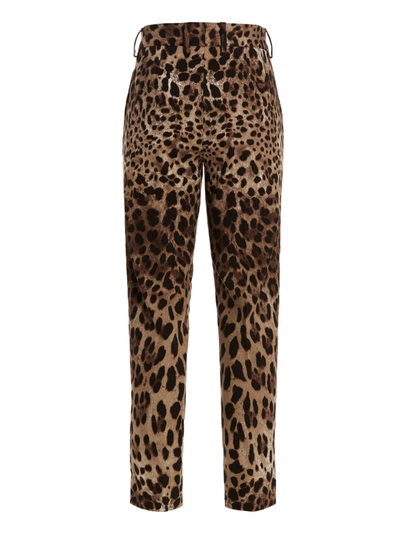 Shop Dolce & Gabbana Animal Print Pants Brown