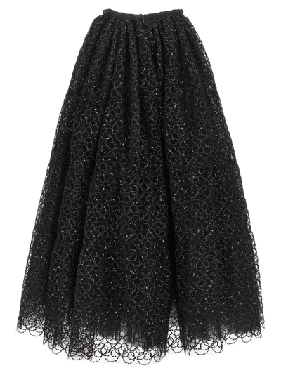 Shop Giambattista Valli Embroidered Tulle Skirt Skirts Black