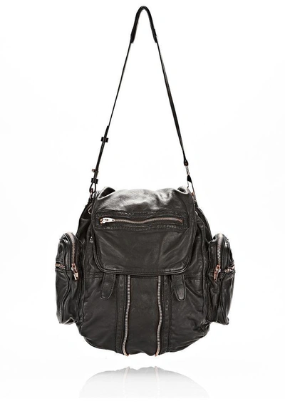 Shop Alexander Wang Marti Backpack In Washed Black With Rose Gold