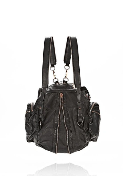 Shop Alexander Wang Marti Backpack In Washed Black With Rose Gold