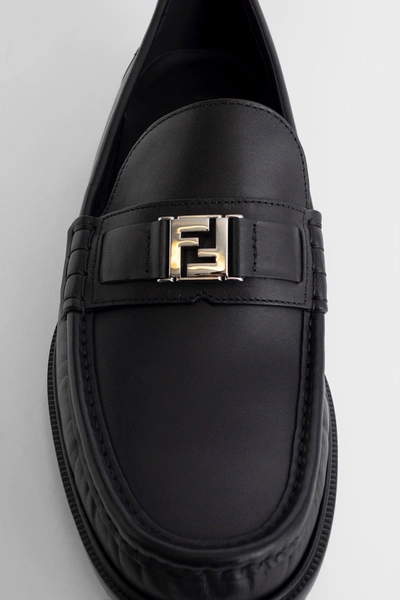 Shop Fendi Man Black Loafers