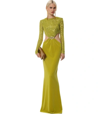 Shop Elisabetta Franchi Black And Gold Monogram Knitted Dress