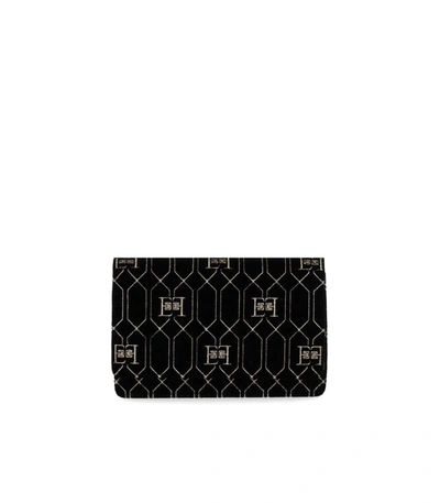 Shop Elisabetta Franchi Black Monogram Crossbody Bag With Charms