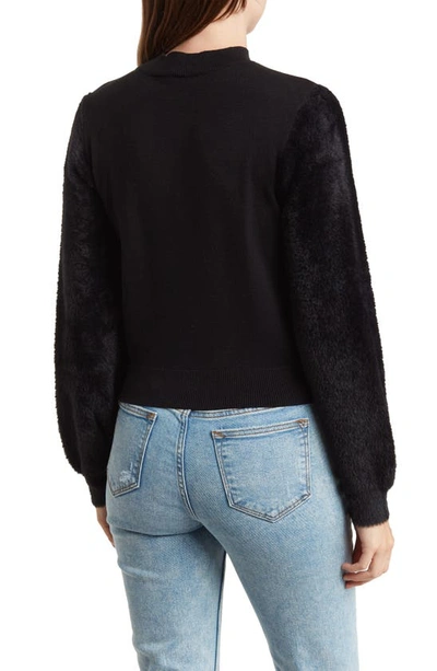 Shop Love By Design Alley Eyelash Long Sleeve Sweater In Black