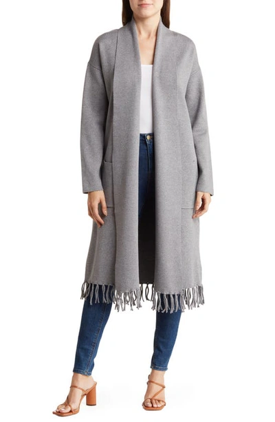 Shop Love By Design Nora Fringe Duster In Smoke Grey